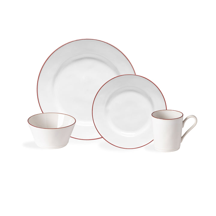 Costa Nova Beja Fine Stoneware Dinnerware (White/Red)