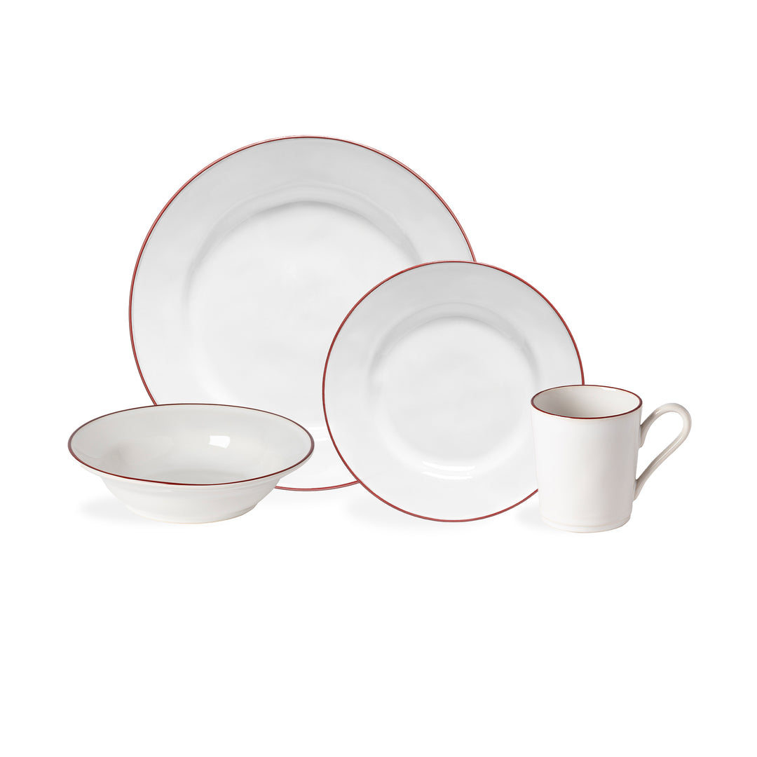 Costa Nova Beja Fine Stoneware Dinnerware (White/Red)