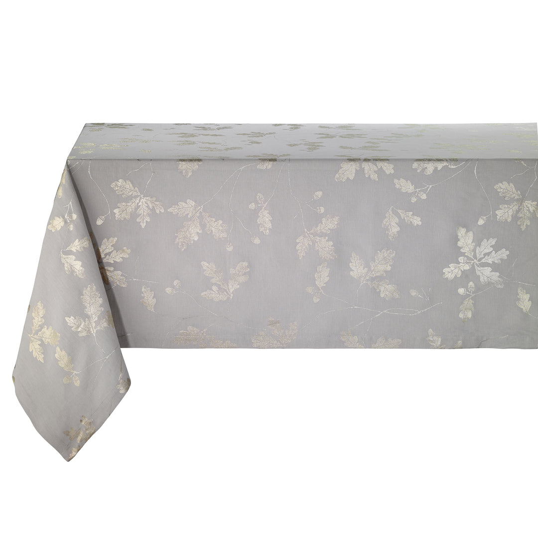 Acorn Linen with Metallic Print Tablecloths (Gray)