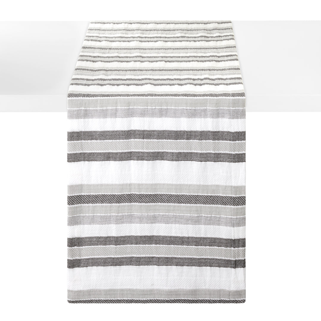 Aegean Stripe Cotton Print Table Runner 15x90 (Black)