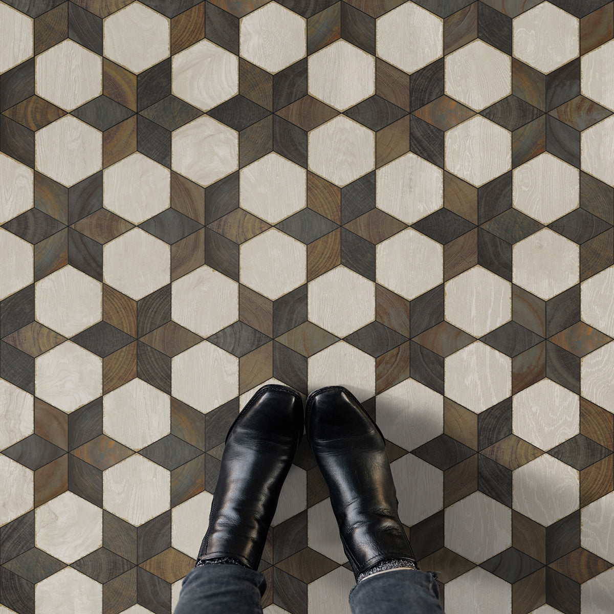 Vintage Vinyl Floorcloth Rug (Artisanry - Illuminated - Battlestar)