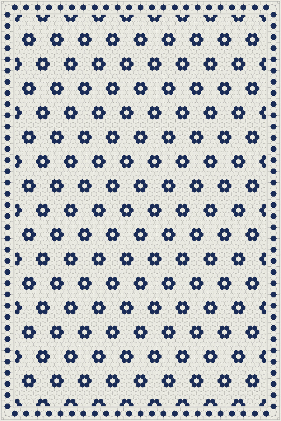 Adama Vinyl Floor Rug (Aster Blue Tile Border)