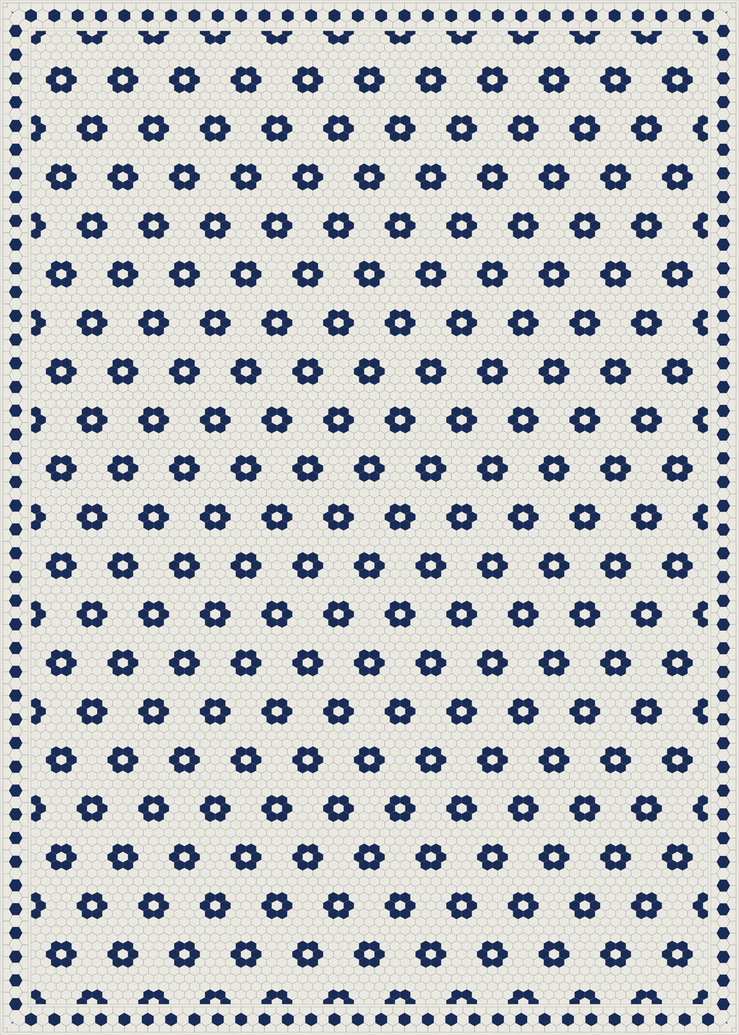 Adama Vinyl Floor Rug (Aster Blue Tile Border)