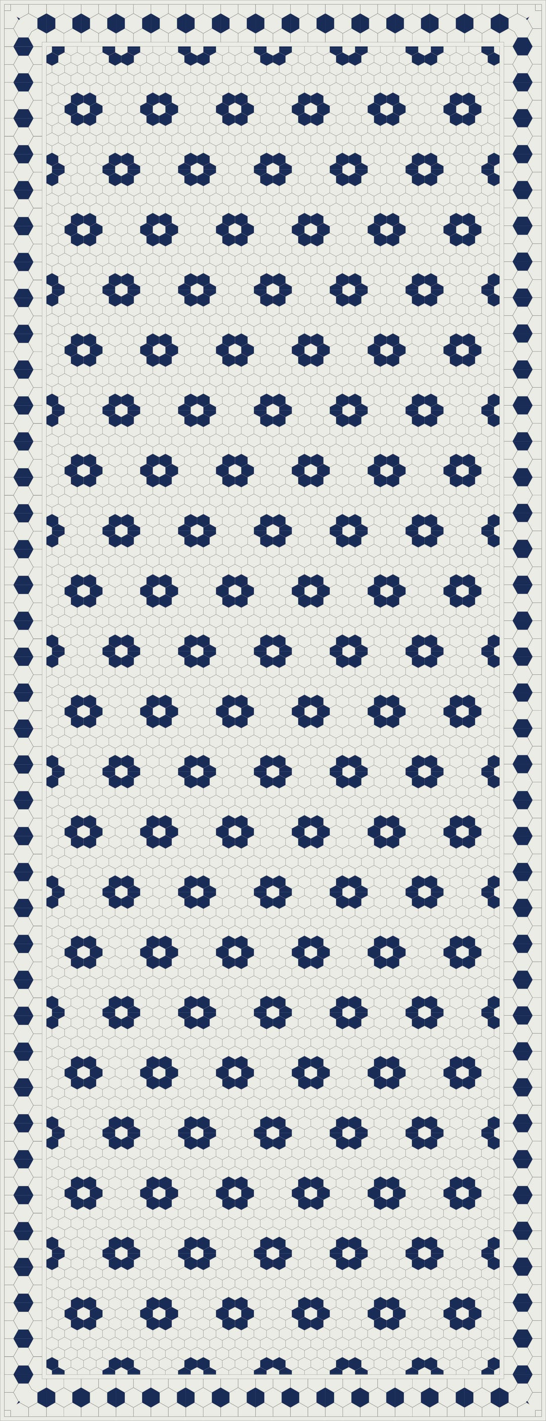 Adama Vinyl Floor Rug (Aster Blue Tile Border)