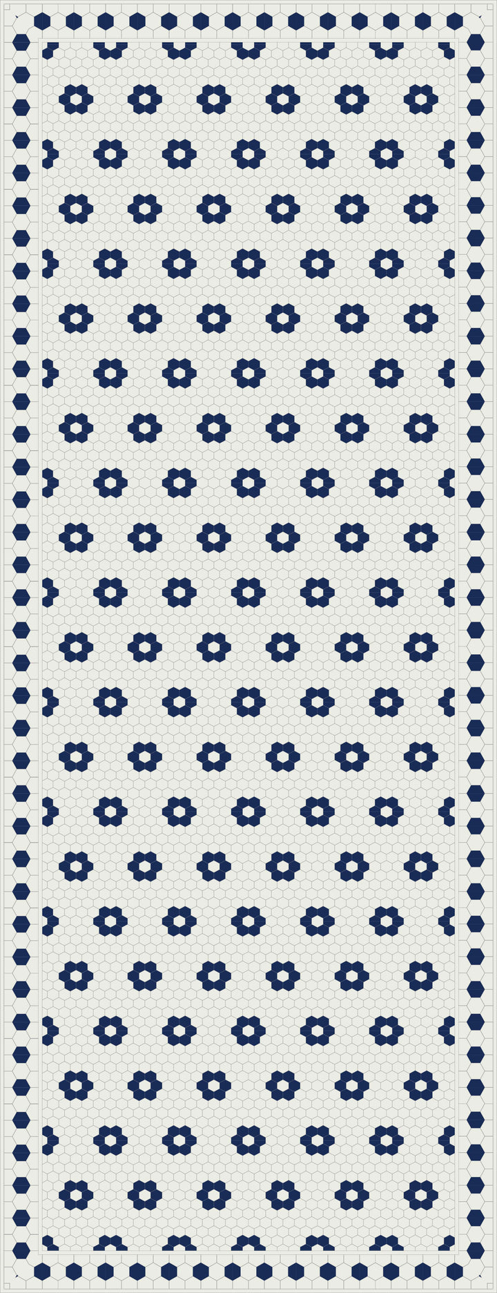 Adama Vinyl Floor Rug (Aster Blue Tile Border)