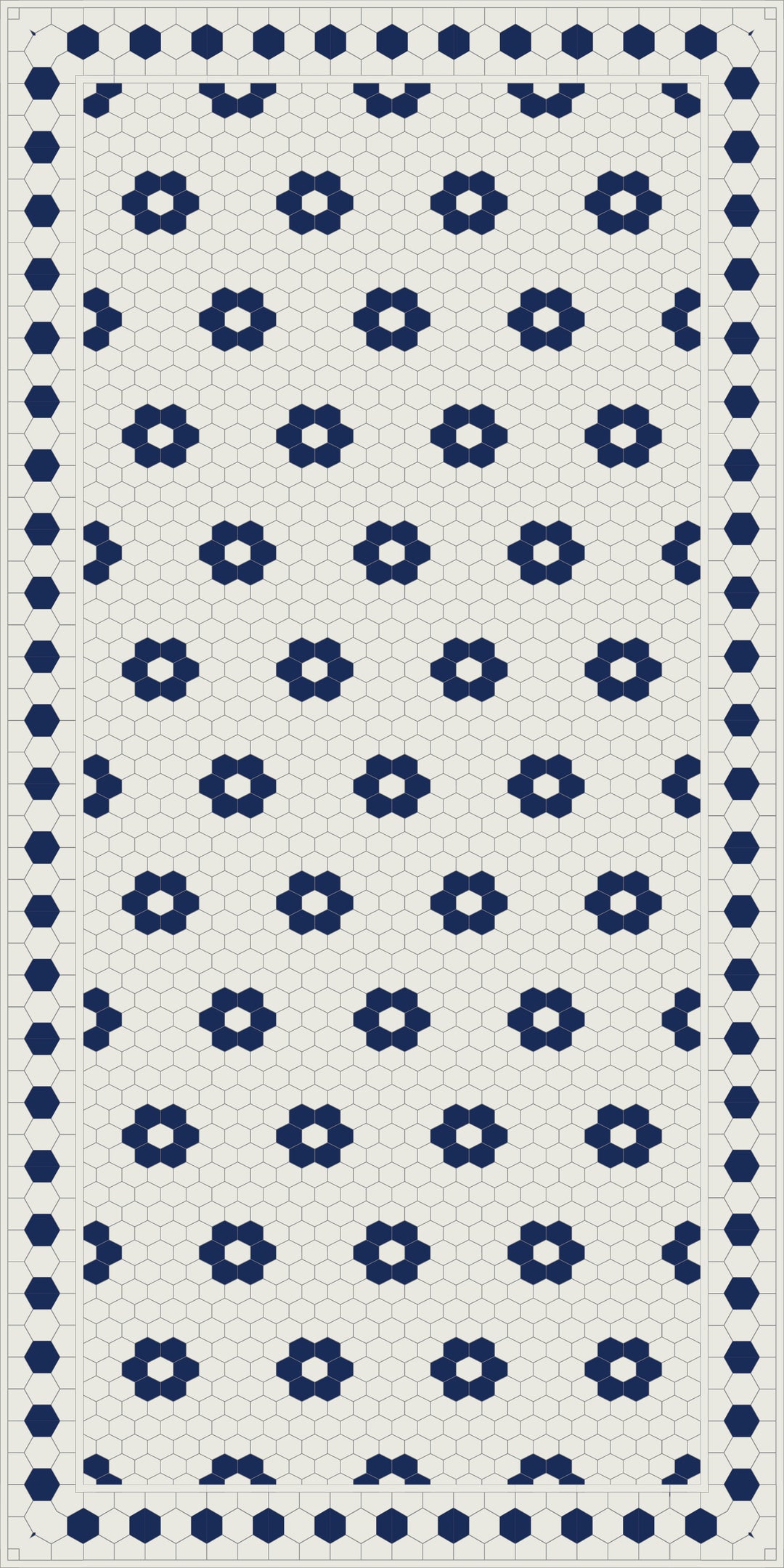 Adama Vinyl Floor Rug (Aster Blue Tile Border)