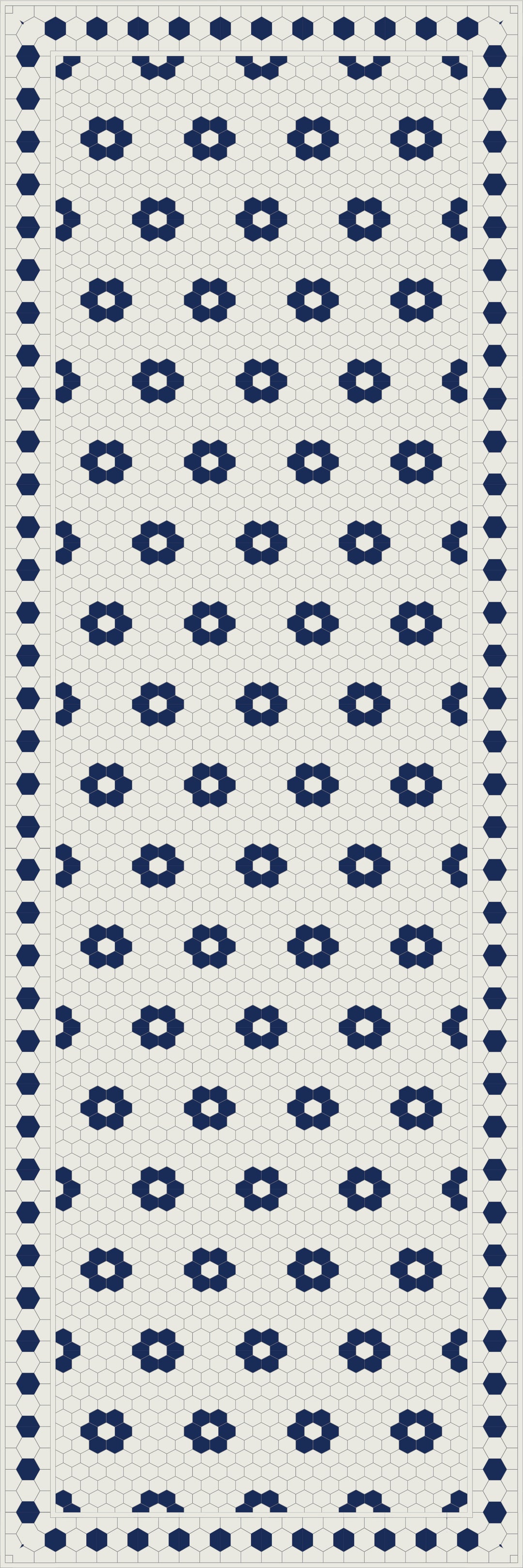 Adama Vinyl Floor Rug (Aster Blue Tile Border)