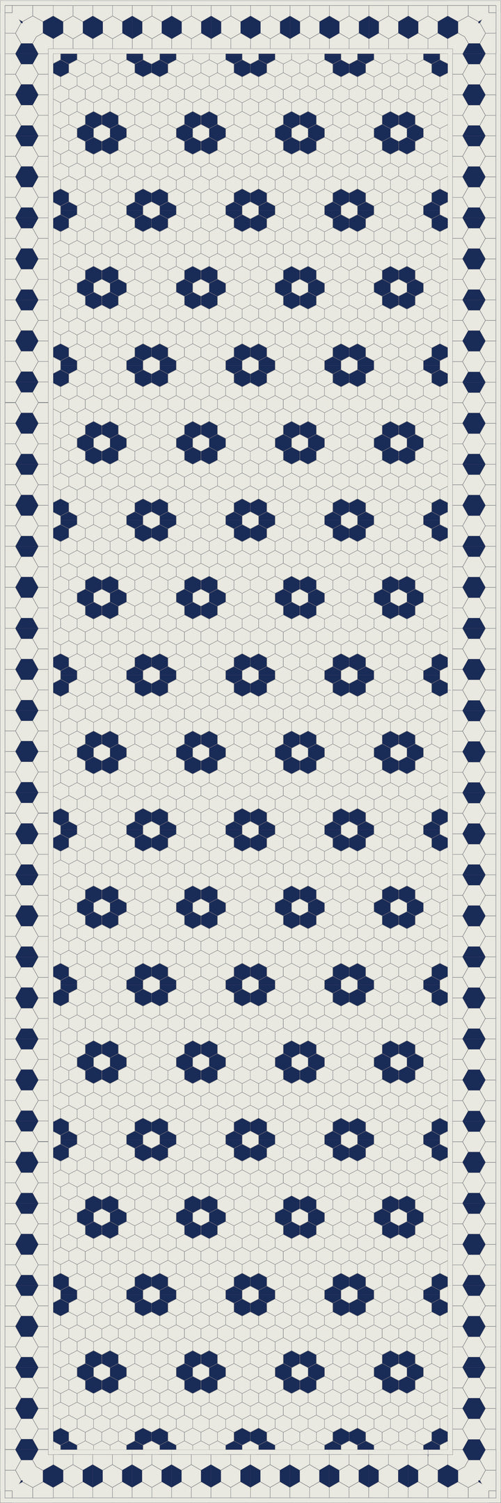 Adama Vinyl Floor Rug (Aster Blue Tile Border)