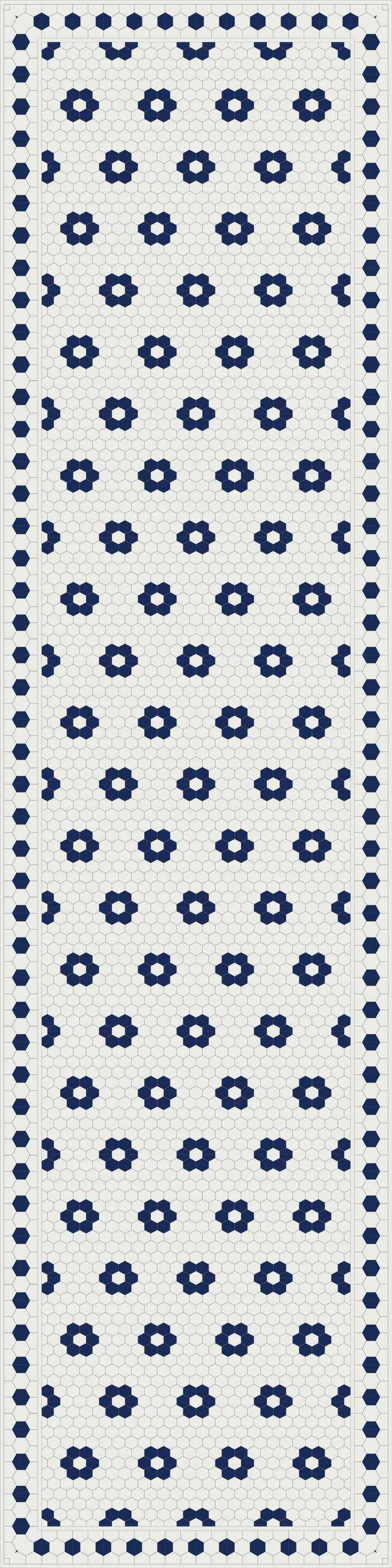 Adama Vinyl Floor Rug (Aster Blue Tile Border)