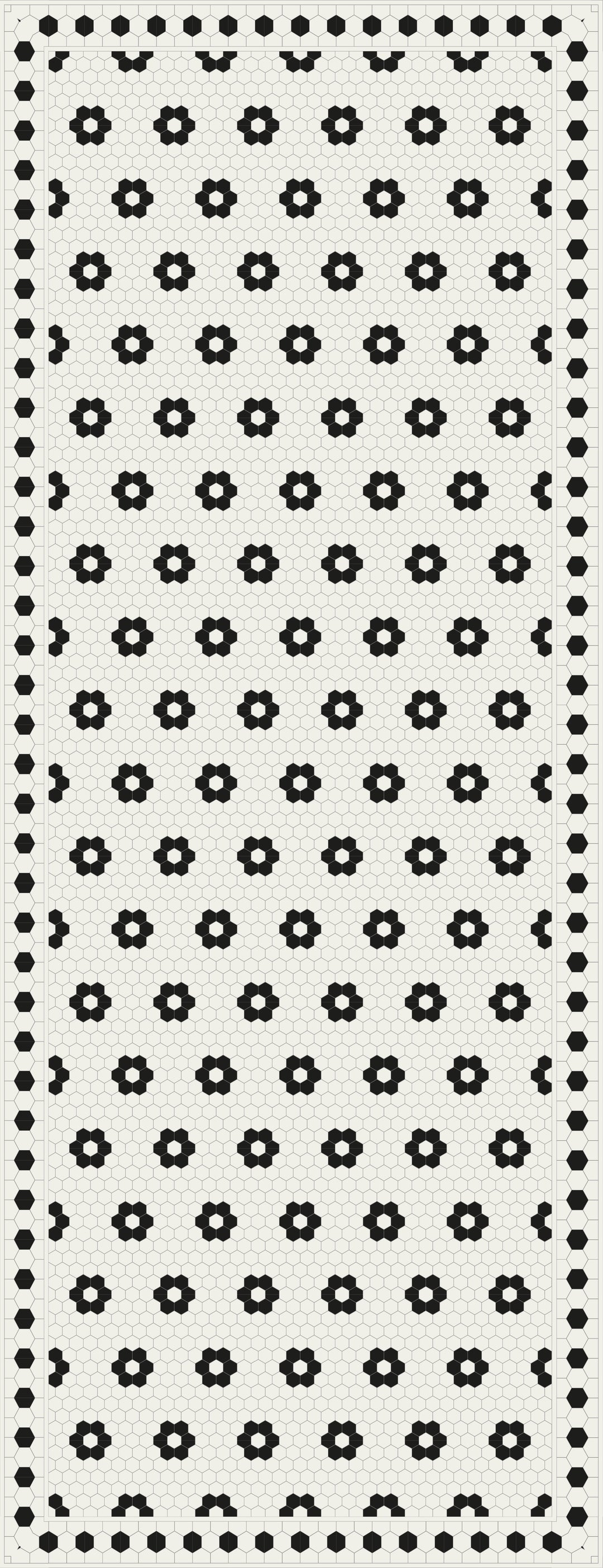 Adama Vinyl Floor Rug (Aster Black Tile Border)