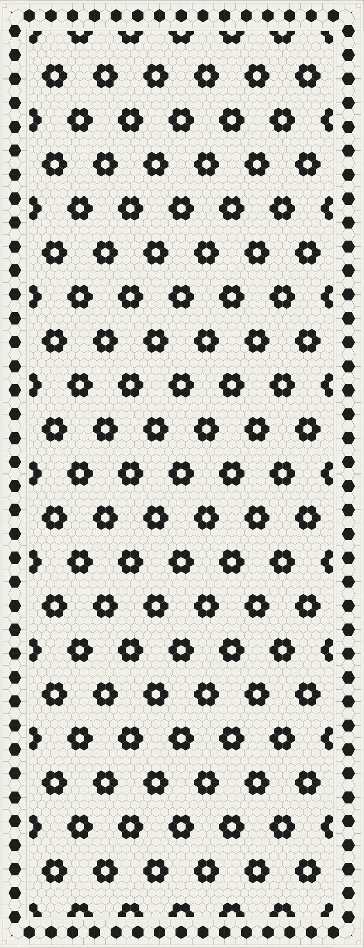 Adama Vinyl Floor Rug (Aster Black Tile Border)