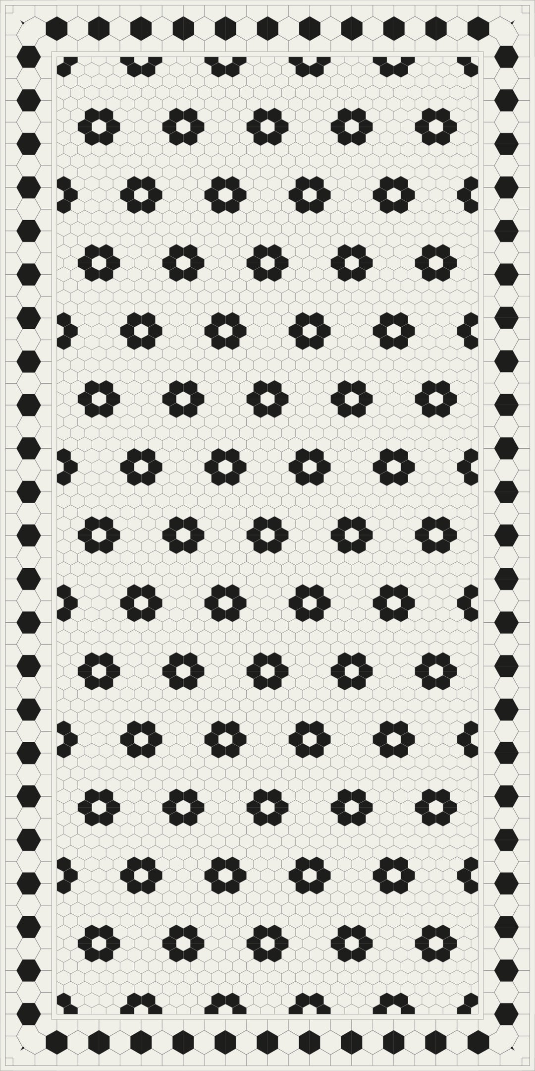 Adama Vinyl Floor Rug (Aster Black Tile Border)