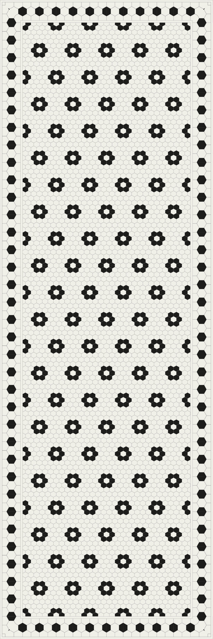 Adama Vinyl Floor Rug (Aster Black Tile Border)