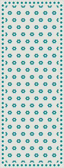 Adama Vinyl Floor Rug (Aster Turquoise Tile Border)