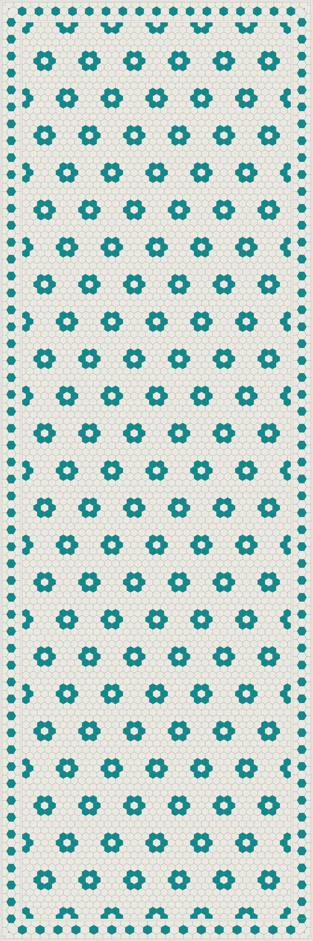 Adama Vinyl Floor Rug (Aster Turquoise Tile Border)