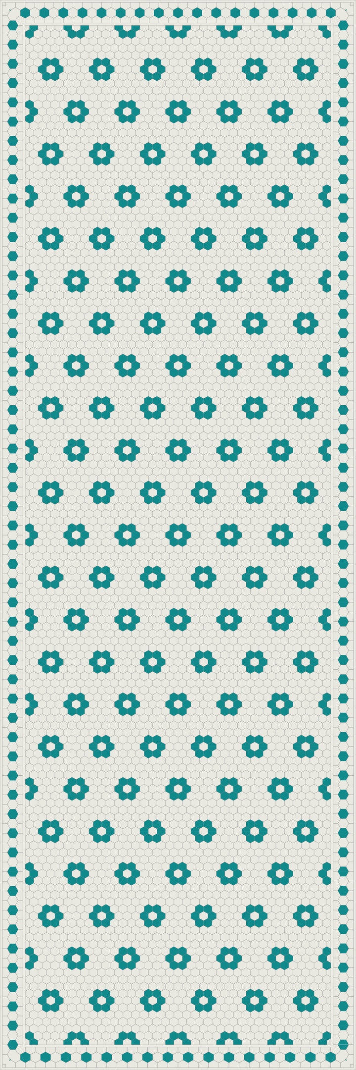 Adama Vinyl Floor Rug (Aster Turquoise Tile Border)