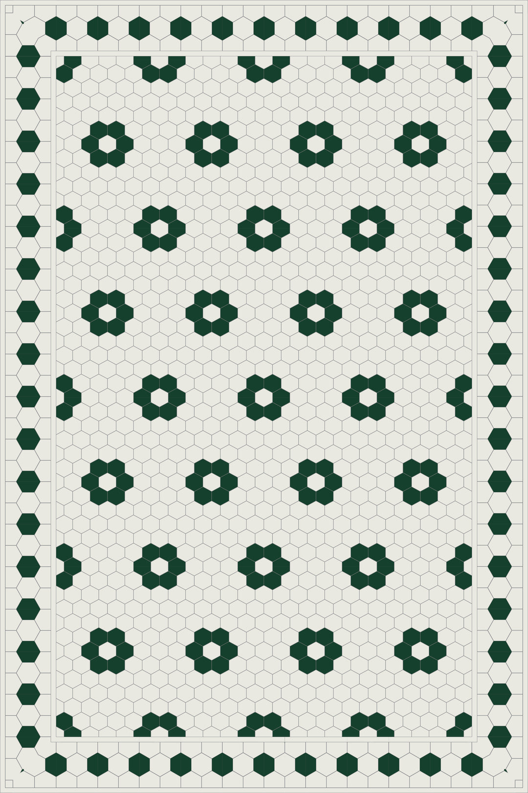 Adama Vinyl Floor Rug (Aster Green Tile Border)