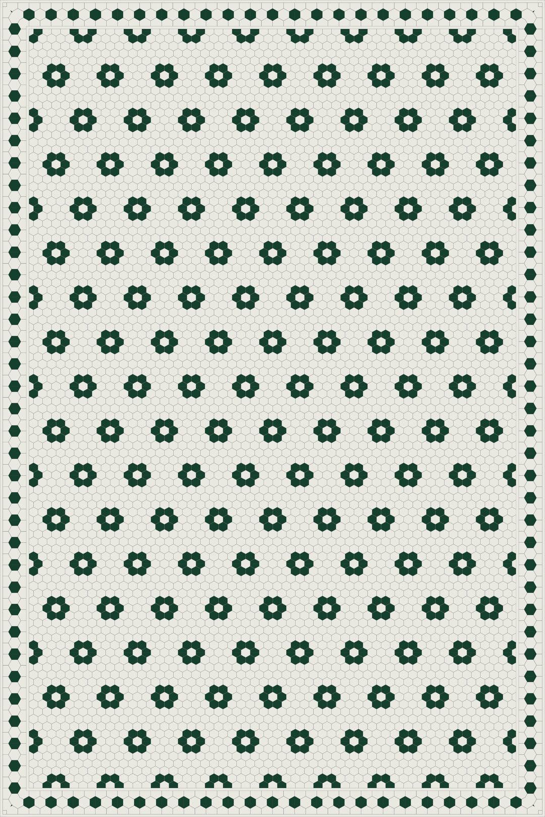 Adama Vinyl Floor Rug (Aster Green Tile Border)