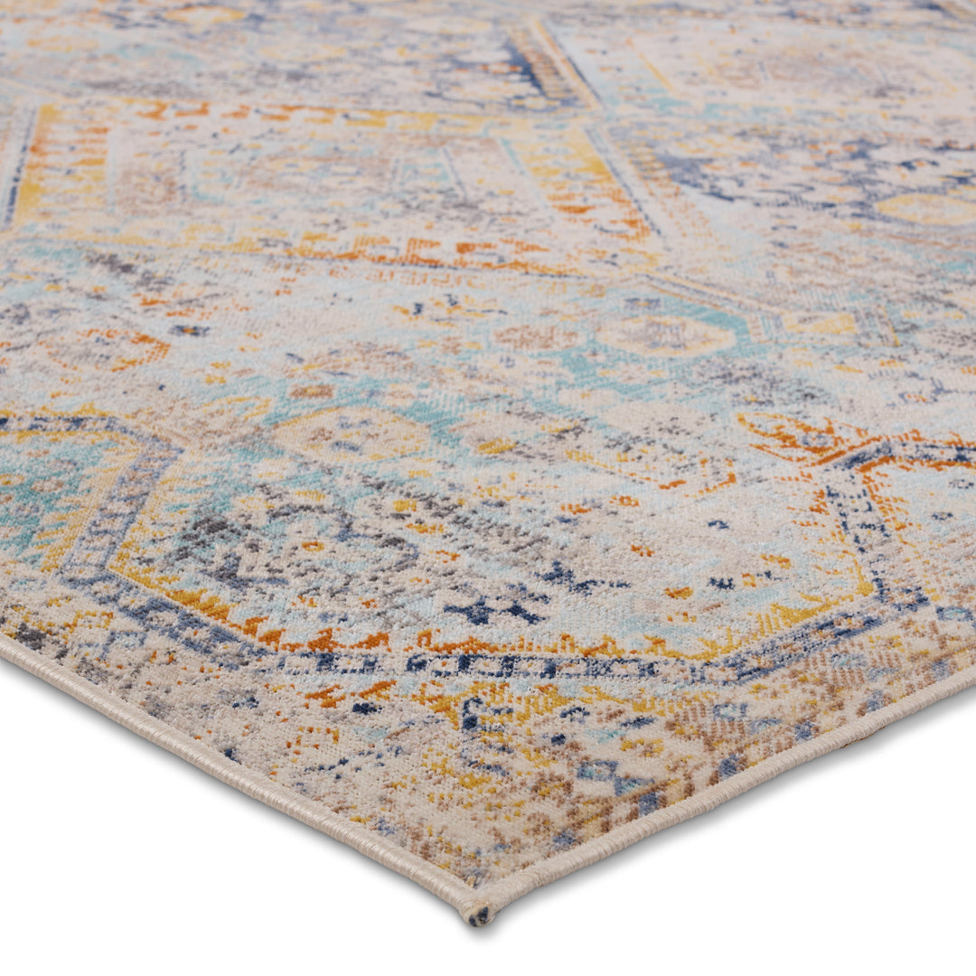 Vibe by Jaipur Living Marquess Indoor/Outdoor Medallion Blue/ Orange Area Rug (BEQUEST - BEQ02)