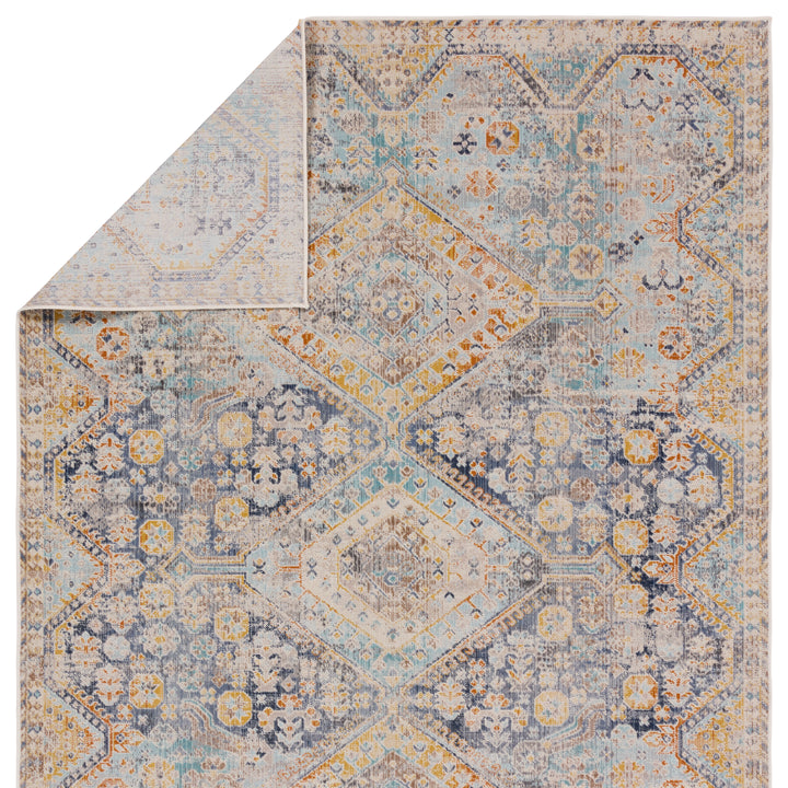 Vibe by Jaipur Living Marquess Indoor/Outdoor Medallion Blue/ Orange Area Rug (BEQUEST - BEQ02)