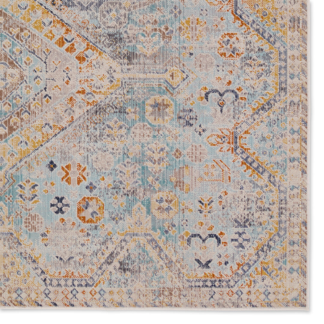 Vibe by Jaipur Living Marquess Indoor/Outdoor Medallion Blue/ Orange Area Rug (BEQUEST - BEQ02)