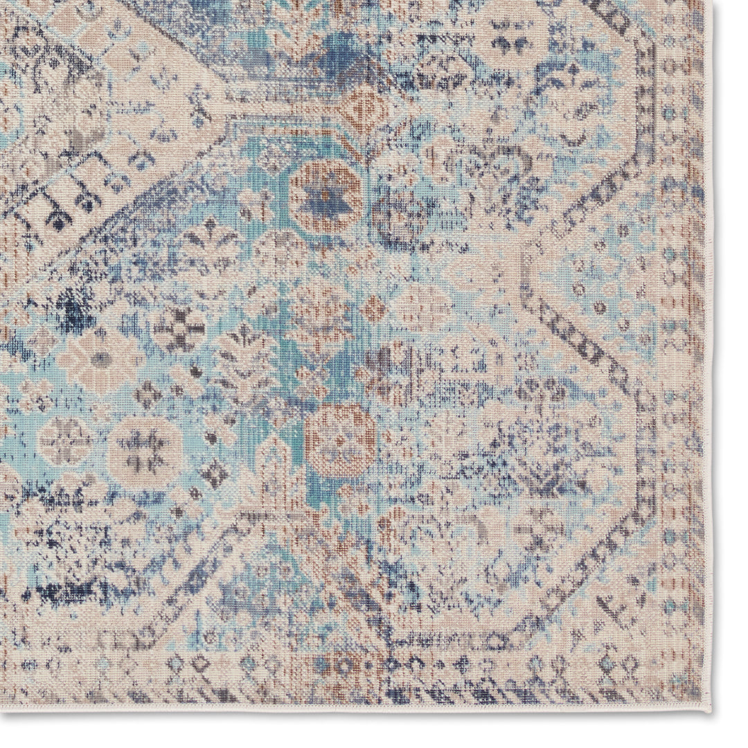 Vibe by Jaipur Living Marquess Indoor/Outdoor Medallion Blue/ Gray Area Rug (BEQUEST - BEQ03)