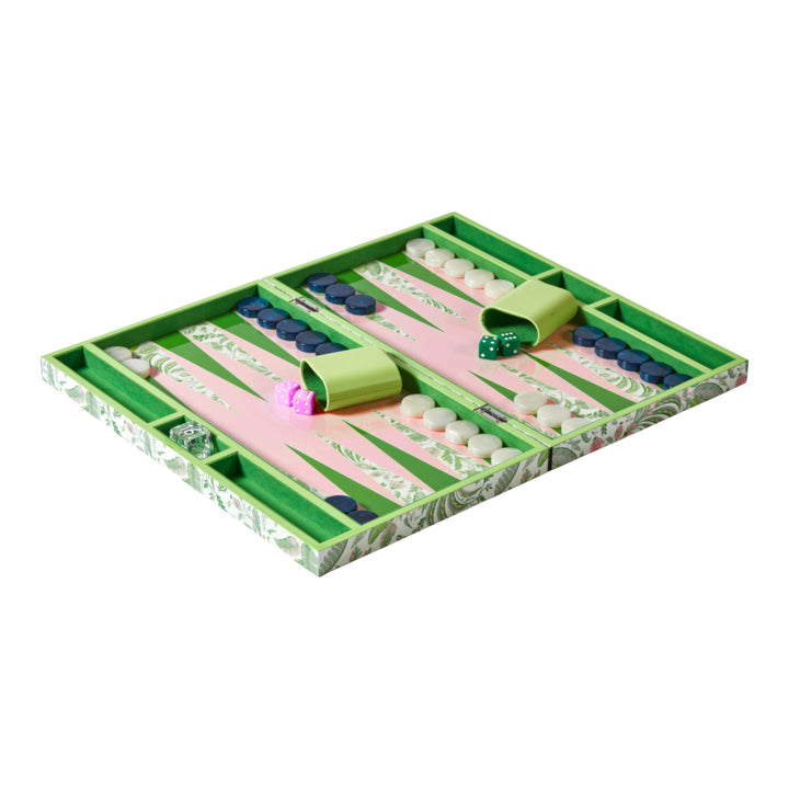 Addison Ross Palm Beach Green Lacquer Backgammon Set