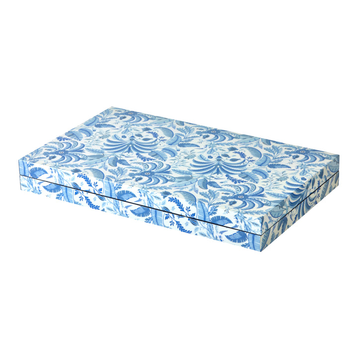 Addison Ross Palm Beach Blue Lacquer Backgammon Set