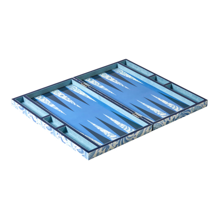 Addison Ross Palm Beach Blue Lacquer Backgammon Set