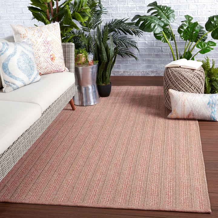 Jaipur Living Topsail Indoor/ Outdoor Striped Rose/ Taupe Area Rug (BRONTIDE - BRO02)