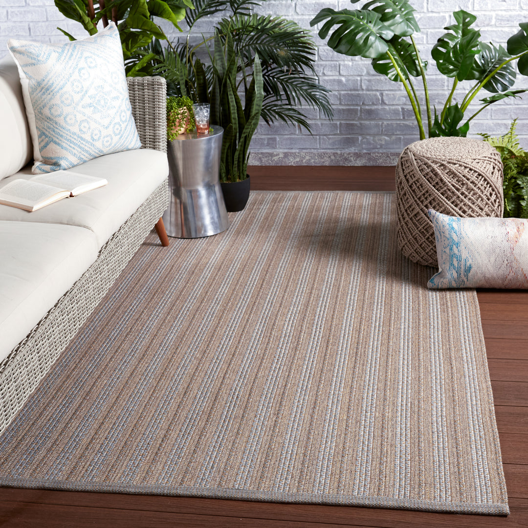 Jaipur Living Topsail Indoor/ Outdoor Striped Gray/ Taupe Area Rug (BRONTIDE - BRO04)