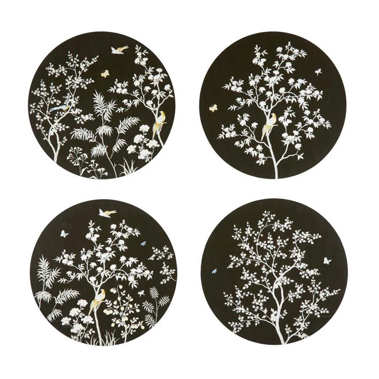 Addison Ross Chinoiserie Black Placemats Set of 4 15"