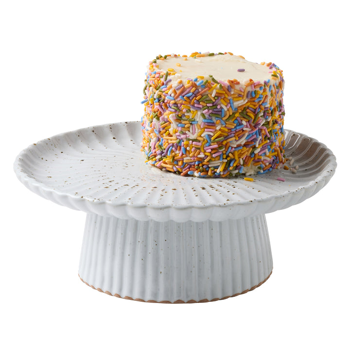 Adrianna White Salt Glaze Cake Stand