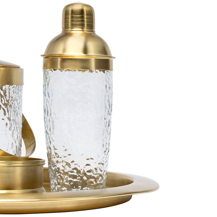 Allegra Hammered Glass/Matte Brass Cocktail Shaker