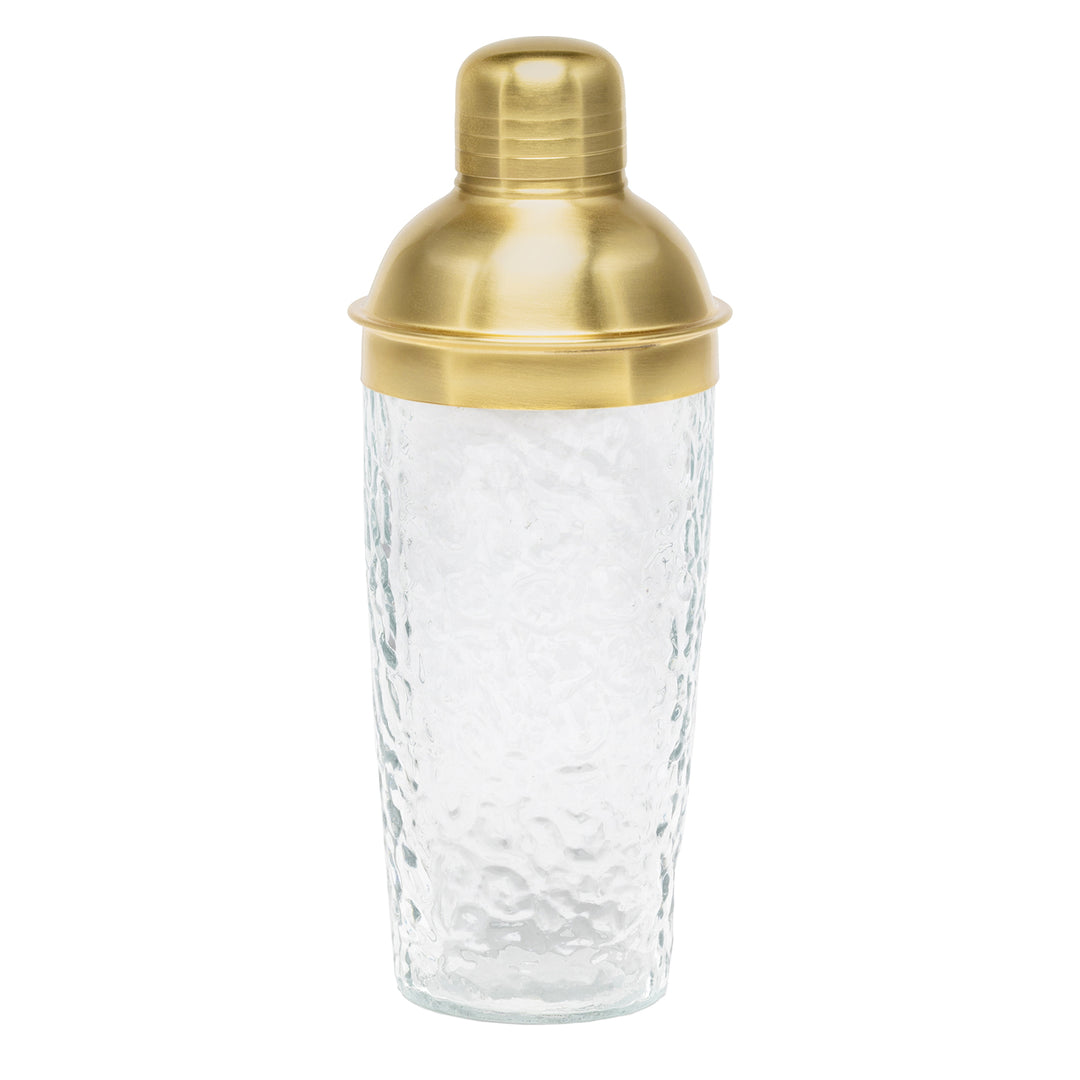 Allegra Hammered Glass/Matte Brass Cocktail Shaker