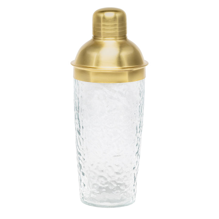 Allegra Hammered Glass/Matte Brass Cocktail Shaker