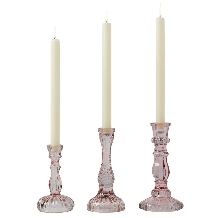 Amal Pink Glass Candle Holder Set/3