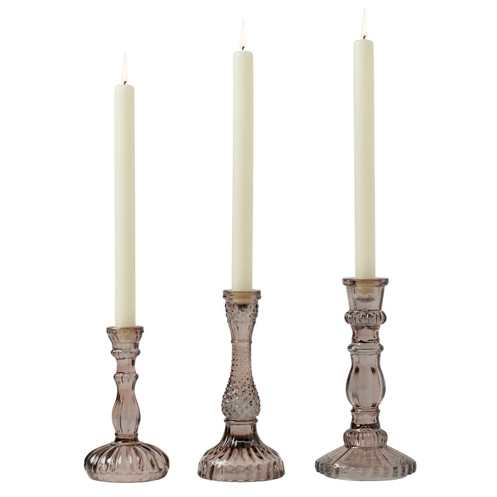 Amal Smoke Glass Candle Holder Set/3