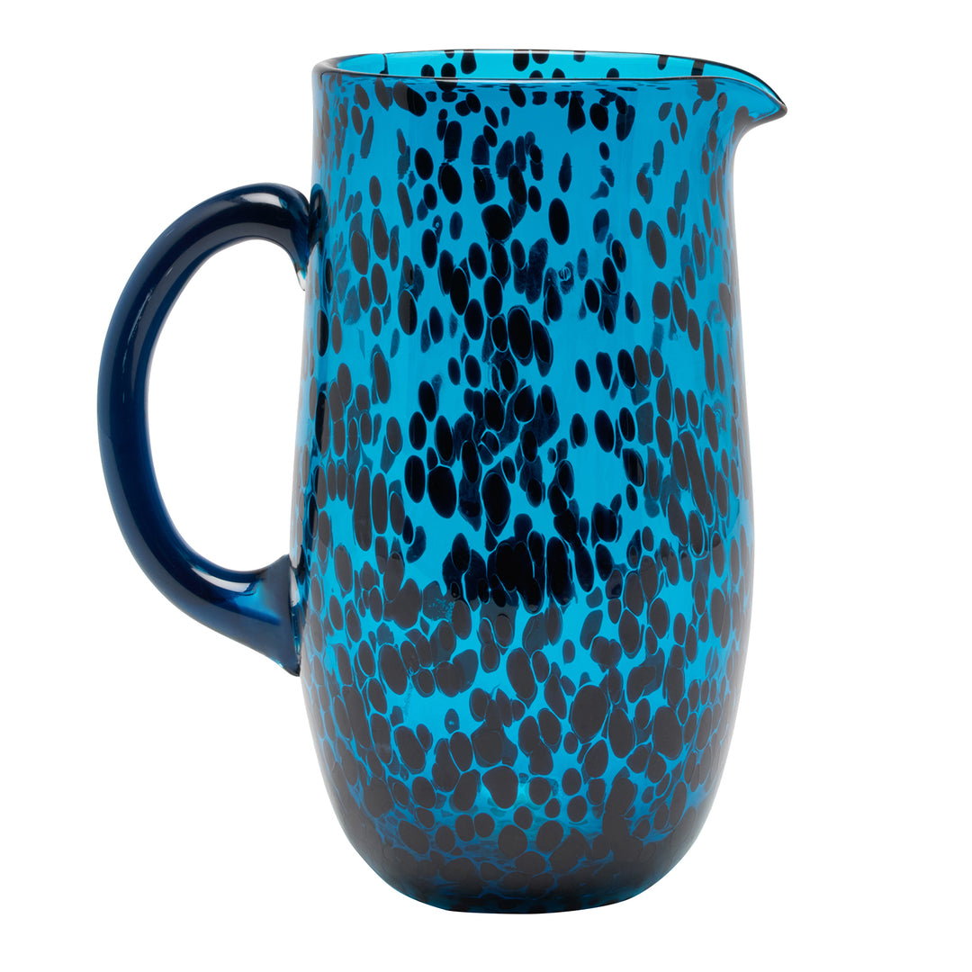 Andrew Blue Tortoise Hand Blown Glass Pitcher