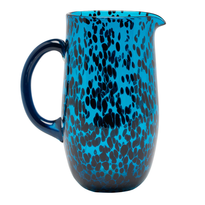 Andrew Blue Tortoise Hand Blown Glass Pitcher