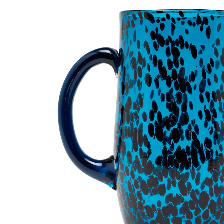 Andrew Blue Tortoise Hand Blown Glass Pitcher