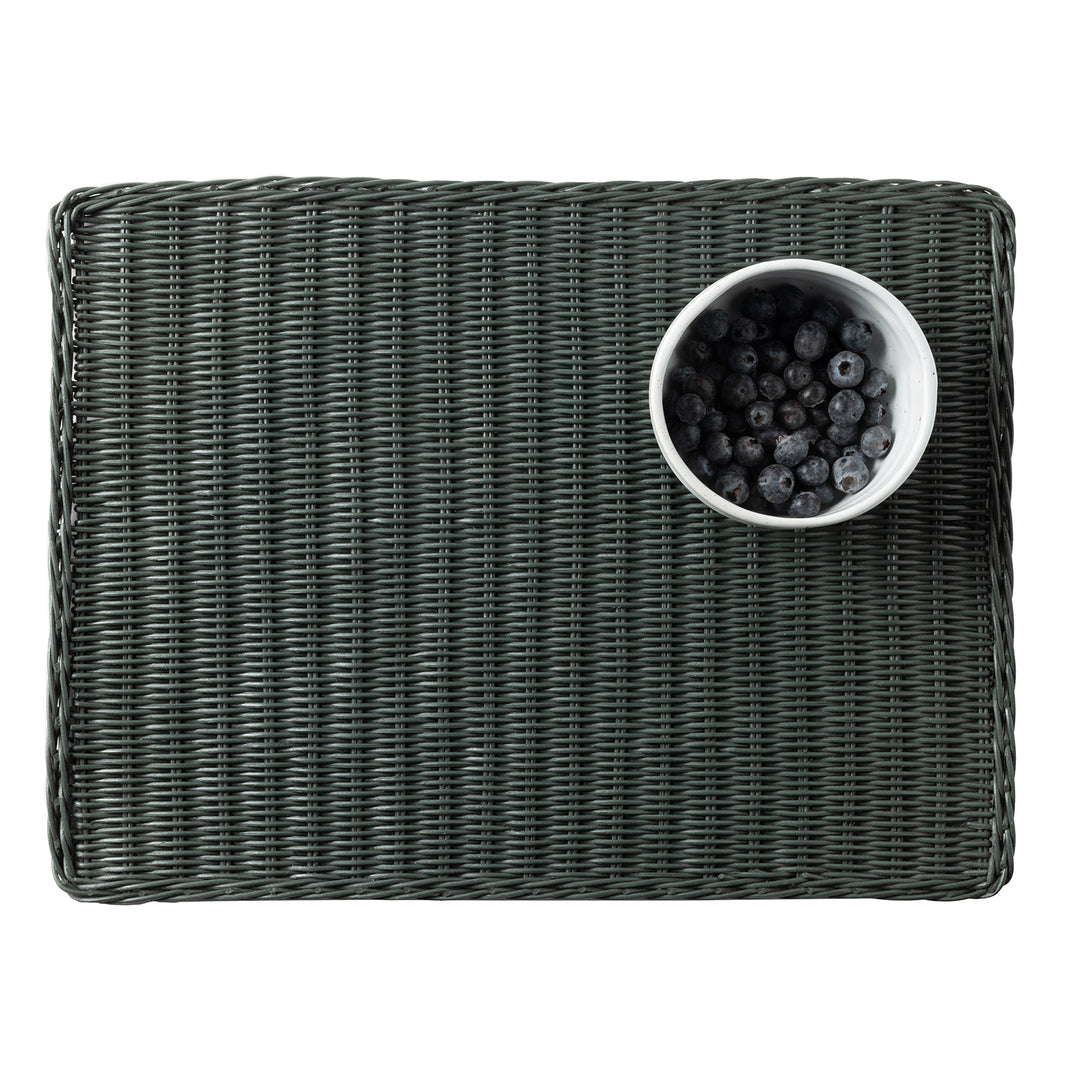Annmarie Hunter Green Rattan Placemats Set Of 4 (Rectangle)