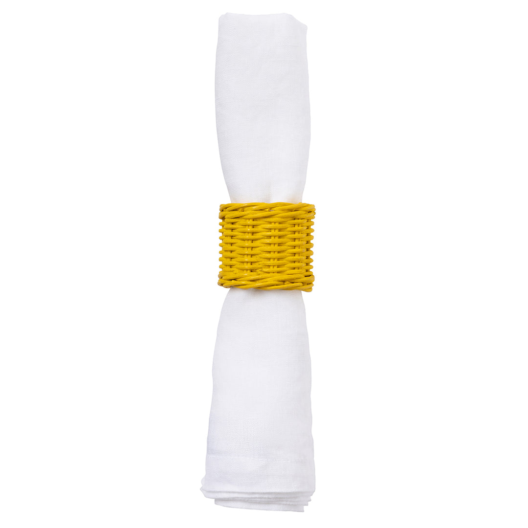 Annmarie Lemon Rattan Napkin Rings Set/4