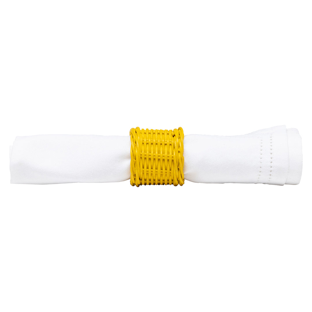 Annmarie Lemon Rattan Napkin Rings Set/4