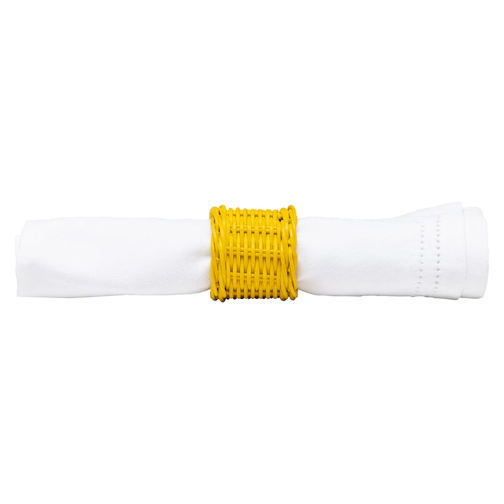 Annmarie Lemon Rattan Napkin Rings Set/4