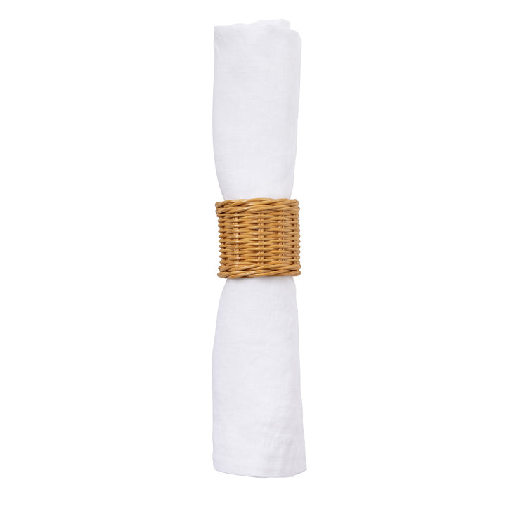 Annmarie Light Honey Rattan Napkin Rings Set/4