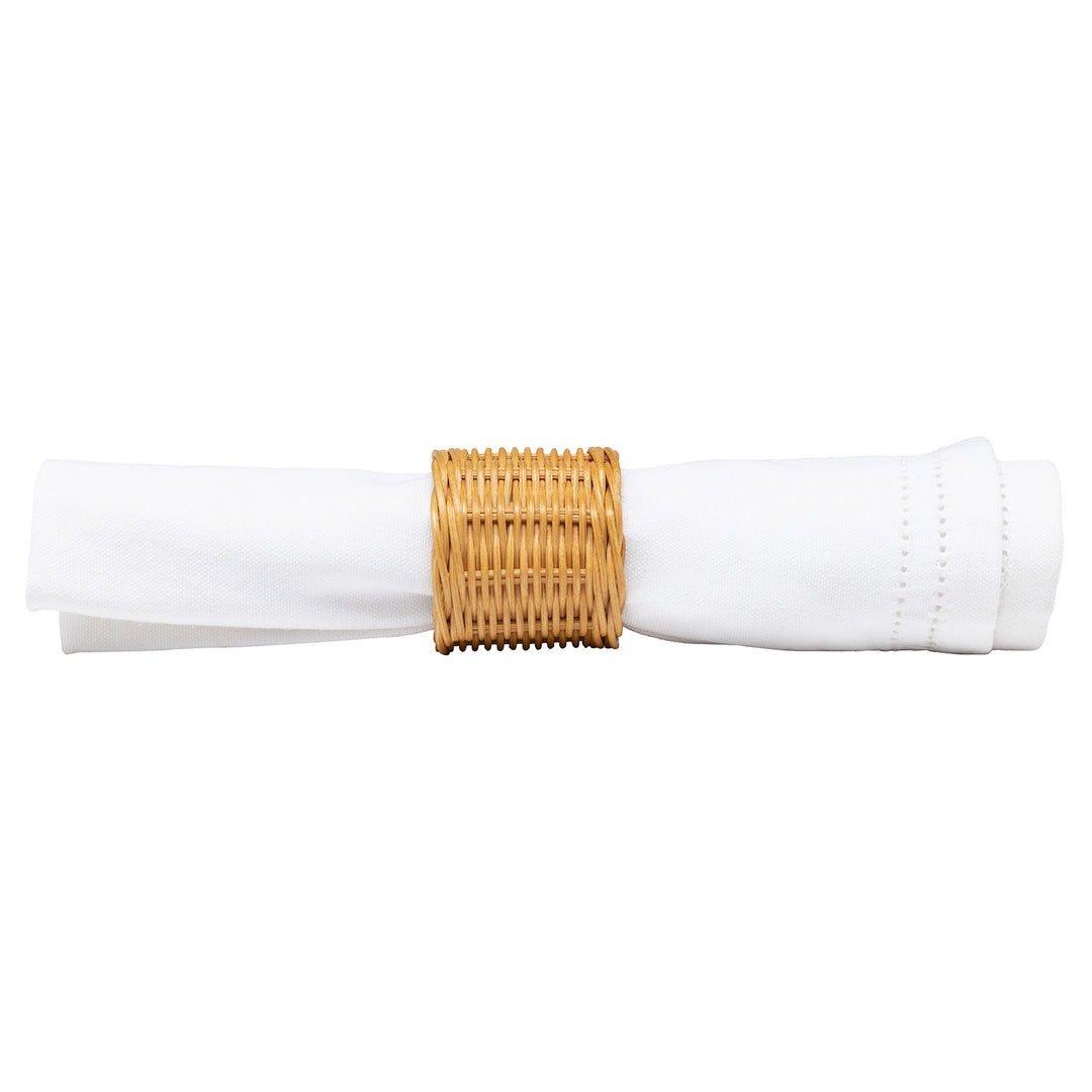 Annmarie Light Honey Rattan Napkin Rings Set/4