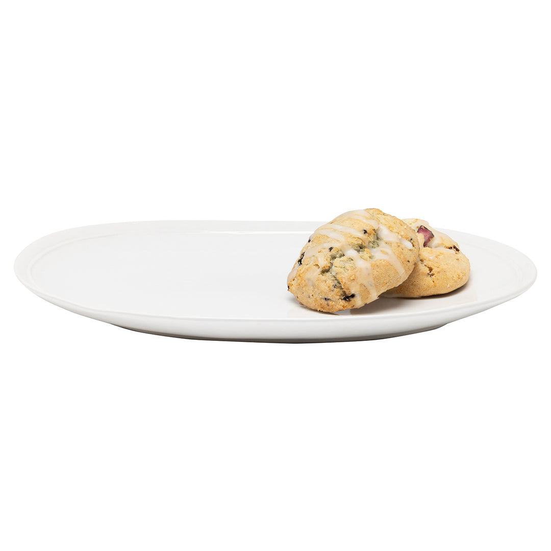 Ariana Stoneware White Oval Serving Platter Set/2