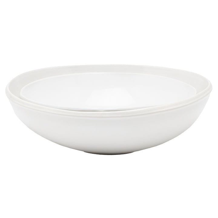 Ariana Stoneware White Round Serving Bowls Set/2