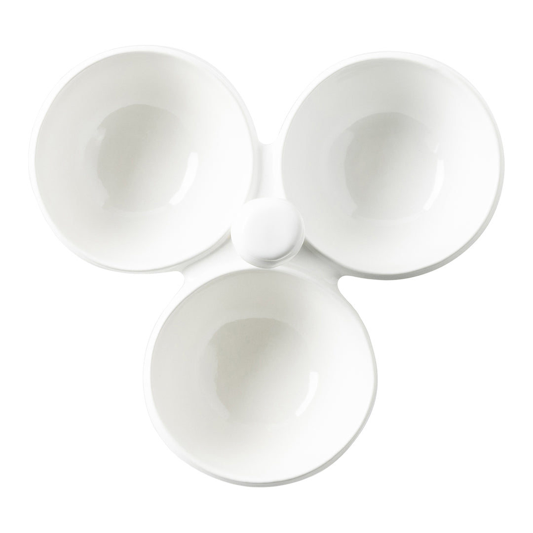 Ariana Stoneware White Triple Snack Bowl